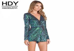 X201711 Hdy Haoduoyi 2017 Sexy Women Sequins Jumpsuit Back Stripper Party Loose Party para todo y Haoduoyi2842835