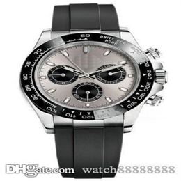 X28 Designer Men's Watch Movement M116519ln Silver Case Rubber met grijze korting Master Sapphire Glass Retail Whale266y