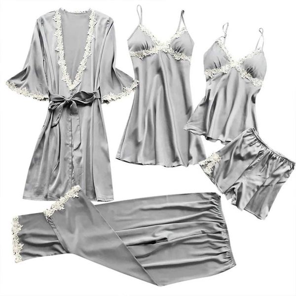 X2ay Sexy Pyjamas 2024 Sexy Pajamas Five-Piece Femmes Summer Malf manches Bride Bain de nuit Taille de la taille de la taille des vêtements de maison Européen et Américain 2404101