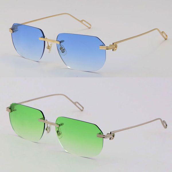 X2mo Gafas de sol Venta de moda Metal Protección Uv400 Sin montura Oro de 18 quilates Gafas de sol masculinas y femeninas Escudo Diseño retro Marcos de anteojos Hombres