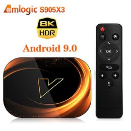 X3 Android 9.0 Smart TV Box Amlogic S905X3 4G 128GB Ondersteuning 4K 60FPS AV1 WiFi 1000m Bluetooth TVBox Media Player Set Topbox