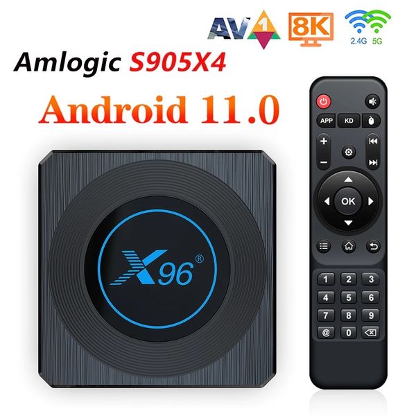 X4 x96 AMLOGIC S905X4 Android 11.0 TV Box 4 Go + 64 Go WiFi Smart RGB Light Media Player 8K Set Top Boxs S905 ES