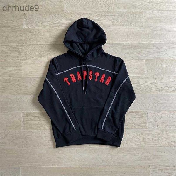 X5ky Sudaderas con capucha para hombre Trapstar Conjunto de chándal Panel de arco Letras rojas Sudadera con capucha bordada de calidad superior Pantalones para correr Reino Unido Londres High Street 1CM0