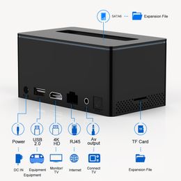 X6 Android 11.0 Smart TV Box Amlogic S905Y4 4K Media Player 2GB16GB met SATA6 HDD Slot 2.4G/5G WiFi BT4.0 VP9 H.265 Decodering