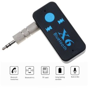 X6 Bluetooth Récepteur 3.5 aux Voiture Bluetooth Appel Mains Libres Voiture Sans Fil Bluetooth Adaptateur Enfichable Carte TF