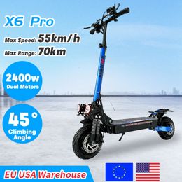 X6 PRO elektrische scooter US EU Duitsland magazijn dubbele motor off-road opvouwbare volwassen mobiliteit E-scooter elektrisch 1200w 2400w 48v 240222