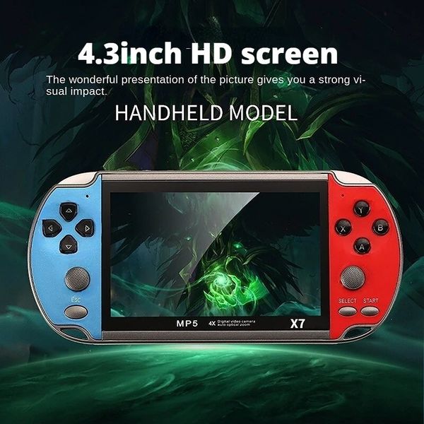 Consola de juegos portátil X7 Pantalla HD de 43 pulgadas Reproductor de audio y video portátil Juego clásico Juegos gratuitos integrados 240123