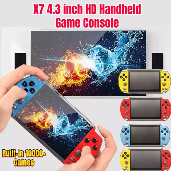 X7 Consola de juegos portátil retro Pantalla HD de 4.3 pulgadas Memoria de 8GB Bulit-3000-in Juegos clásicos Reproductores MP5 Caja de videojuegos de bolsillo