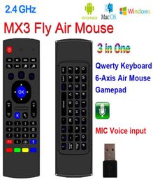 X8 24 Ghz Clavier sans fil MX3 Télécommande avec micro 6 axes Voix 3D IR Mode d'apprentissage Fly Air Mouse Rétroéclairage pour Android Smart7933422