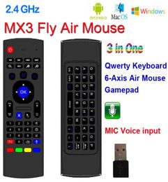 X8 24 Ghz Clavier sans fil MX3 Télécommande avec micro 6 axes Voix 3D IR Mode d'apprentissage Fly Air Mouse Rétroéclairage pour Android Smart7483001