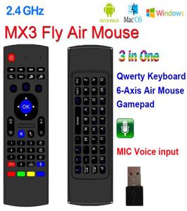 X8 Teclado inalámbrico de 24 Ghz MX3 Control remoto con micrófono de 6 ejes Voz 3D Modo de aprendizaje IR Fly Air Mouse Retroiluminación para Android Smart6188333