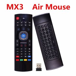 X8 Backlight MX3 Mini Keyboard 2.4G Draadloze PC Afstandsbedieningen met IR Leren QWERTY 6AXIS Fly Air Mouse Backlit Gampad voor Android TV Box I8 DHL
