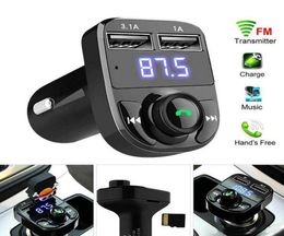 X8 Auto FM-zender Aux-modulator Bluetooth Handsfree o-ontvanger MP3-speler 3.1A Snel opladen Dual USB met doospakket1416356