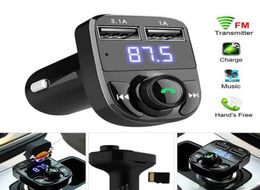 X8 Voiture Transmetteur FM Aux Modulateur Bluetooth Mains Libres Audio Récepteur Lecteur MP3 3.1A Charge Rapide Double USB avec boîte package4270270