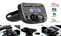 X8 Auto FM Zender Aux Modulator Auto Kit Bluetooth Handsfree O Receiver MP3 -speler met 3.1a Quick Charge Dual USB CAR C met Box6038133