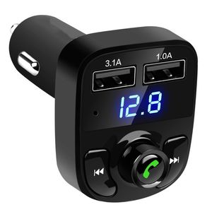 X8 FM para Iphone Samsung Transmisor inalámbrico Modulador Cargadores Usb Cargador Bluetooth Manos libres Car Kit Reproductor de audio Carga Dual USB