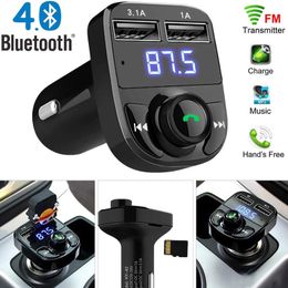 X8 FM Transmetteur sans fil Chargeur Aux Modulateur Bluetooth Kit mains libres pour voiture Lecteur audio MP3 Charge 3.1A Chargeurs double USB pour iPhone 13 12 11 Pro Max X 8 7 et Samsung