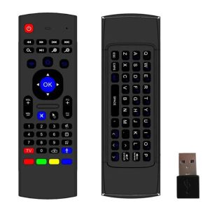 Teclado x8 con micrófono retroiluminado de voz retroiluminada 2.4GHz MX3 QWERTY IR Modo de aprendizaje Fly Air Mouse control remoto para PC Android TV Box MX3-M LL