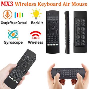 Clavier sans fil rétroéclairé X8 MX3 avec apprentissage IR 2.4G télécommande sans fil Fly Air Mouse LED rétroéclairage MIC portable pour Android TV Box PC