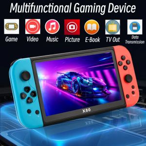 X80 Portable Game Console 7 pouces Screen Handheld Game Player 16 Go 10000 Jeux gratuits pour PS1 / MAME Retro Arcade Game Support TV Out