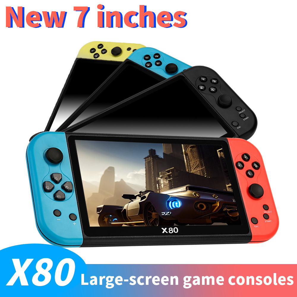 X80 x50 x12 plus console di gioco portatile da 7 pollici screen 16gb retro classico 20000+ giochi mp4 mp5 music e-book video protabile per FC SFC NES GBA MD Arcade Xmas Gift