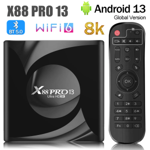 X88 Pro 13 Ultra HD 8K Smart TV Box Android 13.0 RK3528 2GB 16GB 4GB 32GB 64GB Wifi6 BT5.0 2.4G 5G Wifi lecteur multimédia décodeur