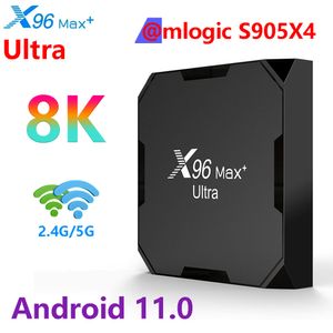 X96 Max + Ultra Android 11.0 TV Box Amlogic S905X4 2.4G/5G WiFi 8K H.265 HEVC décodeur lecteur multimédia 4K * 2K UHD