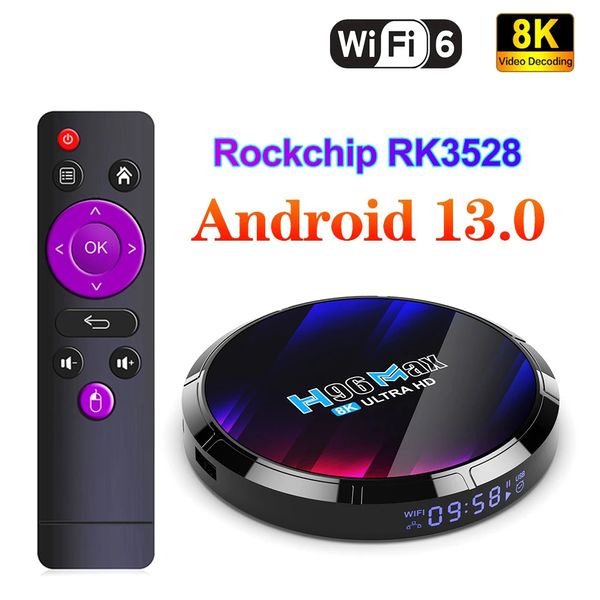 H96 MAX RK3528 Smart TV Box Android 13 Rockchip 3528 Quad Core Prise en charge du décodage vidéo 8K Wifi6 BT5.0 Lecteur multimédia Décodeur