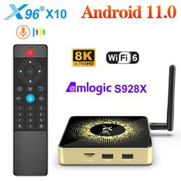 X96 X10 Amlogic S928X Android Smart TV Box 8GB RAM 64GB ROM Ondersteuning 8K USB3.0 Wifi6 Bluetooth 5.2 1000M LAN Google Voice Set Top Box