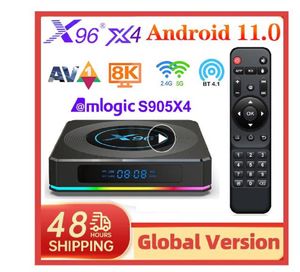 X96 X4 Android 11.0 TV BOX AV1 Amlogic S905X4 4GB 32GB 64GB Quad Core 2.4G 5G double bande WIFI BT 8K lecteur multimédia décodeurs