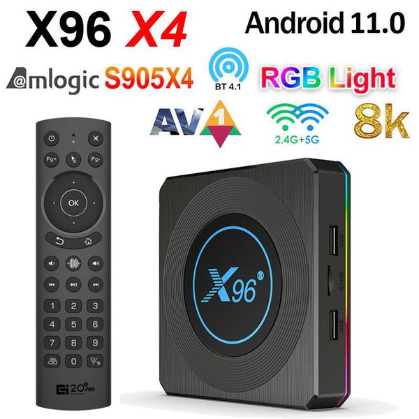 TV BOX X96 X4, Android 11, Amlogic S905X4, 4GB, 32GB, 2,45G, Wifi Dual, BT, 8K, HD, RGB, reproductor multimedia ligero, receptor de TV inteligente