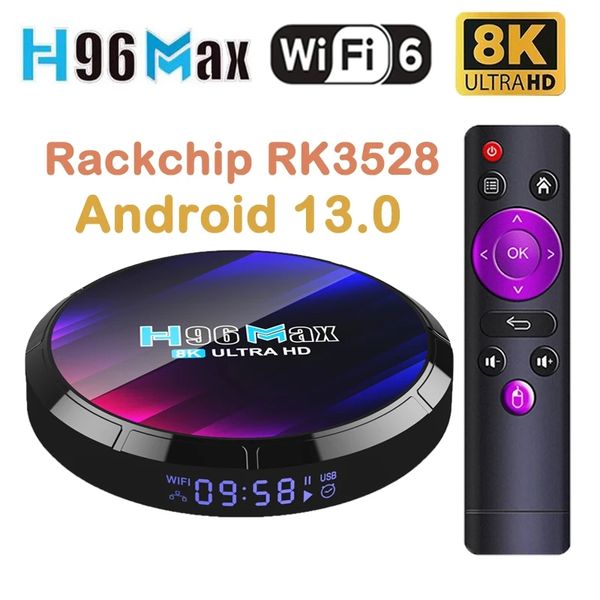 H96 Max Android 13.0 TV Box RK3528 Quad Core 4GB 32GB Dual WIFI 6 Prise en charge 8K 3D Set Top Box Media Player