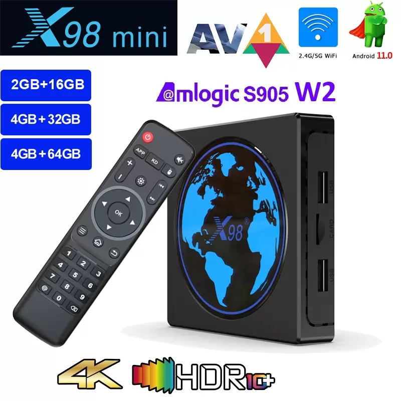 X98 Mini Smart TV Box Android 11 4GB RAM 64GB 32GB Amlogic S905W2 2.4G/5G Wifi 4K 60fps Decodificador X98Mini 2GB 16GB del H96 Max