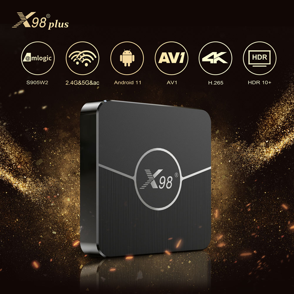 X98 Plus TV Box Android 11.0 AMLOGIC S905W2サポートAV1 2.4G 5G WiFi BTメディアプレーヤーセットトップボックス