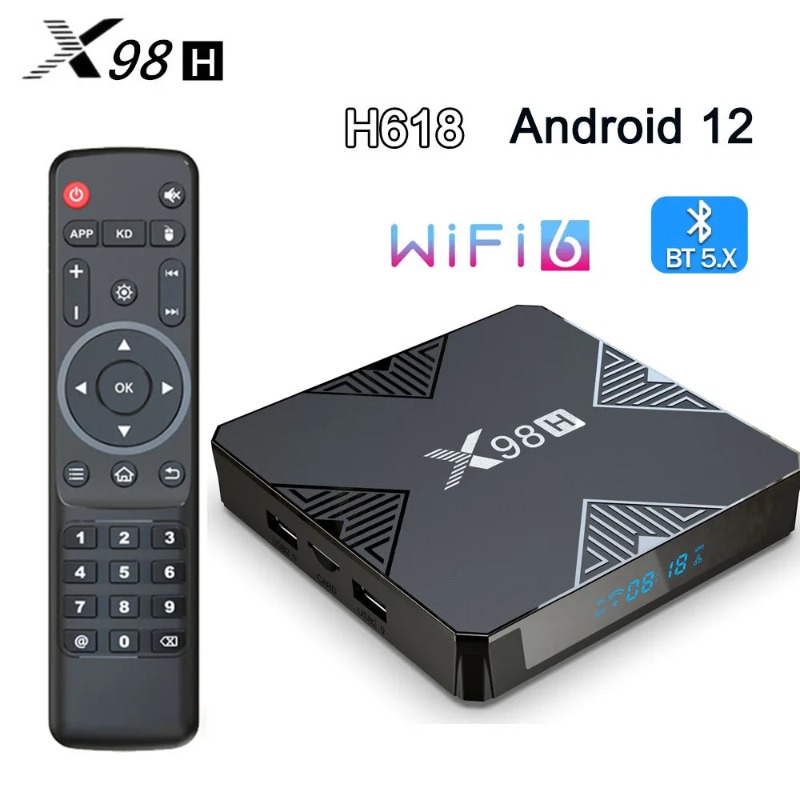 X98H Android 12 Wi -Fi 6 스마트 TV 박스 Allwinner H618 4K HD 2G16G /4G32G 미디어 플레이어 2.4G 5G WIFI STET 상단 상자