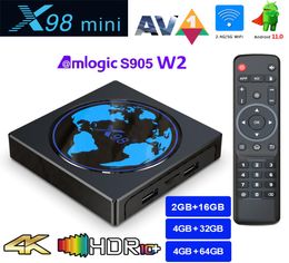 X98mini Amlogic S905W2 TV Box Android 11 4G 64GB X98 mini Ondersteuning AV1 Wifi BT Mediaspeler 4GB32GB Set TopBox2631145