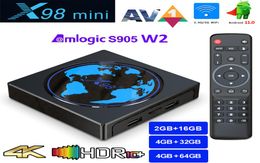 X98mini Amlogic S905W2 TV Box Android 11 4G 64GB X98 mini Support AV1 Wifi BT lecteur multimédia 4GB32GB décodeur 4465274