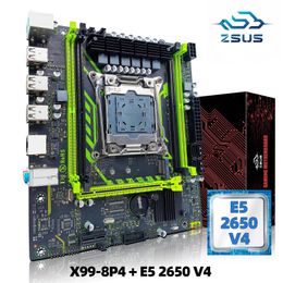 X99-8D4 Kit de carte mère ZSUS avec processeur Intel LGA2011-3 Xeon E5 2650 V4 DDR4 16GB 1*16GB 2133MHZ mémoire RAM NVME M.2 SATA 240307