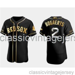 Xander Bogaerts # 2 Golden Black Baseball Jersey XS-6XL Cousu Hommes Femmes Jeunesse Baseball Jersey