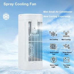 Xaomi Desktop Airconditioner ventilator Mini Portable Water gekoelde ventilator Huishouden Spray-koeling Indoor Air Cooler Night Light 240415