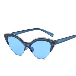 XaYbZc, gafas de sol tipo ojo de gato para mujer, marca de diseñador 2023, gafas de sol azules a la moda para mujer, gafas de sol de Color tintado a la moda UV400277x