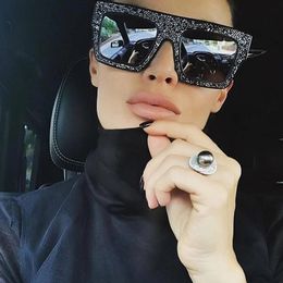 XaYbZc Luxe Strass Cool Driving Zonnebril Vrouwen 2023 Nieuwe Mode Vierkante Grote Doos Mannen Vrouwen Algemene Bril