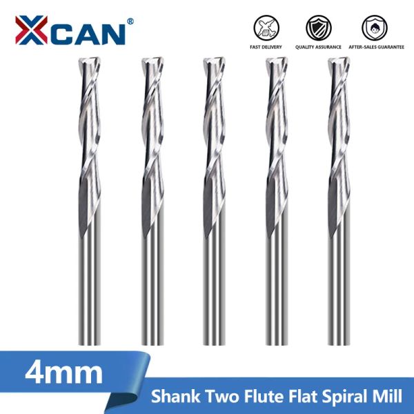 Xcan à extrémité plate moulin 4 mm 2 FLUTE MISTE SPIRAL CUTTER CNC ROUTER BIT BIT BIT DE CARBIDE MILL