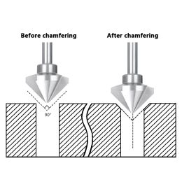 Xcan Round Shank 6PCS 3 FLUTE 90 degrés HSS Chanfrein Chanfrein Fin Moignant Moulin à contre-citer