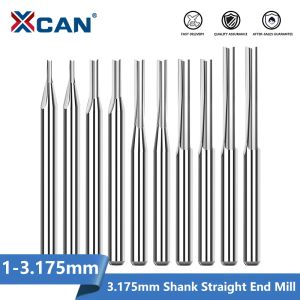 Xcan rechte slotfrezen Cutter 3.175 mm schenkel 3.175 mm 2 fluit CNC Router Bit Carbide End Mill CNC Machine Machering Tool