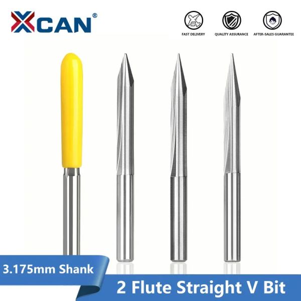 Xcan Straight V Bit 3,175 mm SHANK CNC Machine Gravure Bit Tarbure Mill Mill CNC Router Bit Milling Cutter pour le travail du bois