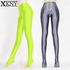 Xckny xs-3xl satin brillant opaque collants sexy collants pantalon yoga hauts bas de taille silky pantalon brillant élasticité 240408