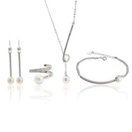 Xd057 accesorios de plata S925 conjunto de perlas naturales de plata esterlina traje de joyería de moda accesorio de cierre DIY