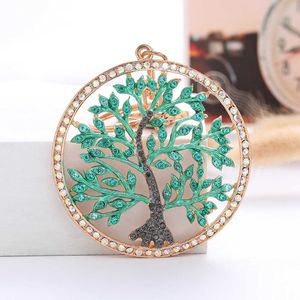 XDPQQ Nouvel Arbre de Vie Couleur Strass Creux Porte-clés Creative Couple Pendentif Fête D'anniversaire Cadeau G1019