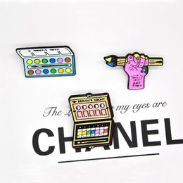 Xedzcolorful emailbroche ijs kasteel lichtere camera kunst schilderij bloem regenboog metaal punk revers pins sieraden vriend cadeau